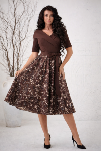 Sukienka brązowa firmy Bomak kolekcja wizytowa HIT  