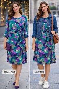 Wiskozowa kolorowa sukienka Emoi z wiązaniem na boku 