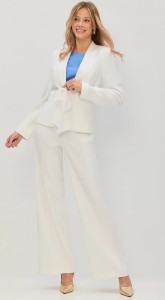 Eleganckie proste spodnie Salko w kolorze ecru 