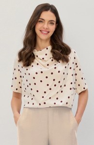 Wiskozowa bluzka Salko beżowa w delikatne grochy