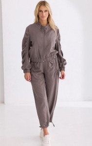 Kamienne spodnie  Salko z kreszowanej tkaniny  