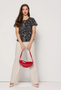 Ciemna  bluzka wiskozowa Salko w jasny wzorek 