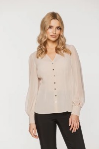 Szyfonowa bluzka Bialcon z ozdobnymi guzikami 