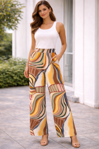 Wielokolorowe spodnie  wiskozowe Bialcon 