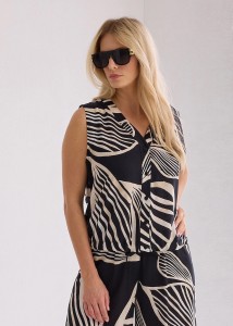 Wiskozowa bluzka w liście bez rękawów marki Salko