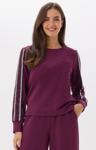 Bluza Salko z kontrastowymi lampasami w kolorze wina 