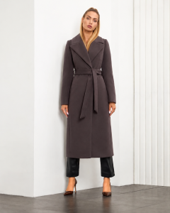 Stylowy płaszcz Zartex model Amber kolor espresso